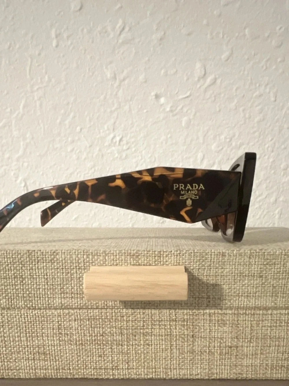Prada Tortoiseshell Rectangular Sunglasses with Brown Lenses